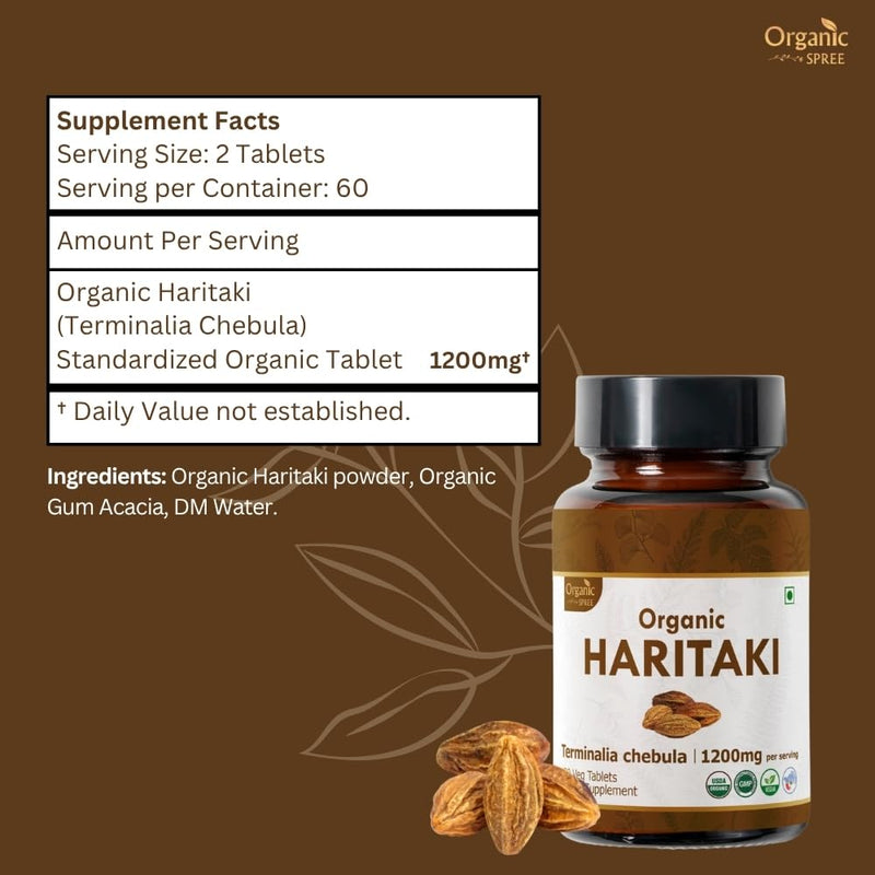 [Australia] - Haritaki 120 Tablets | Terminalia Chebula (Haritaki) | USDA Organic Certified | Improves Digestion and Detoxifiacation* | Dietary Supplement 120tab 1 