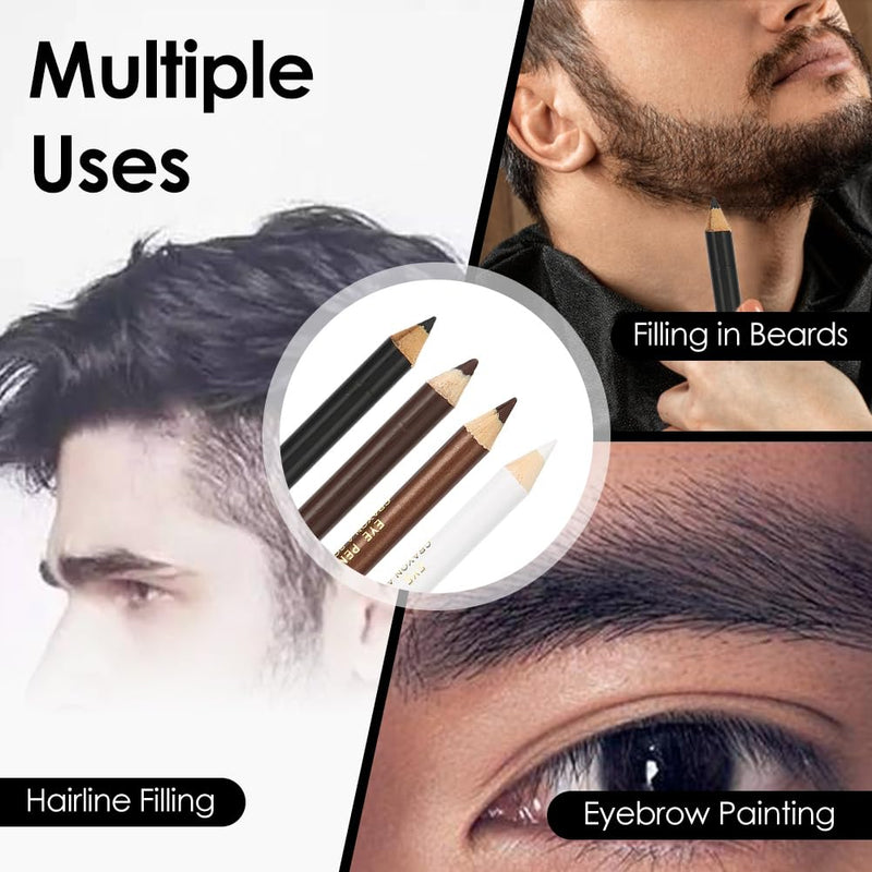 [Australia] - Jenngaoo Beard pen, hairdressing pen with integrated sharpener, beard filler pen, hairline contour pen, men's shaving care tools (white). 