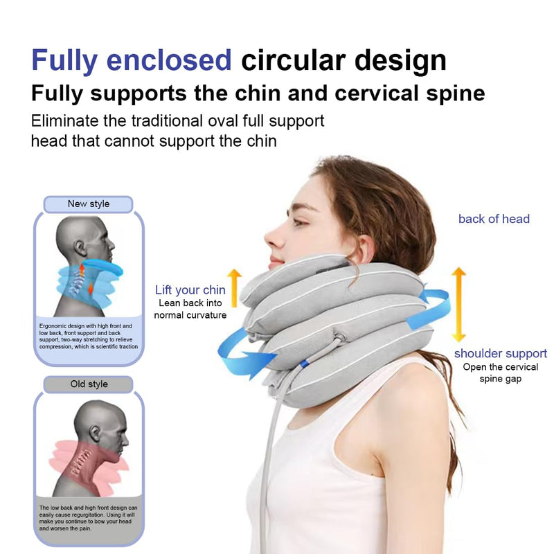 [Australia] - Neck Stretcher with Neck Brace,Cervical Traction Neck Device,Neck Relief Tool,Adjustable Inflatable Cervical Brace,Home Use Neck Decompression New Technology Breathable Fabric Washable&Colorfast(Gray) Gray 