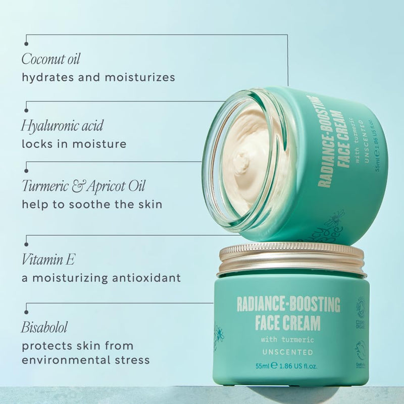 Lucy Bee Face Moisturizer for Sensitive Skin, Certified Organic, Hydrating Face Cream, Aloe Vera & Vitamin E, Formulated Without Fragrance, Dermatologist Approved, Vegan & Palm Oil Free, 1.86 fl oz