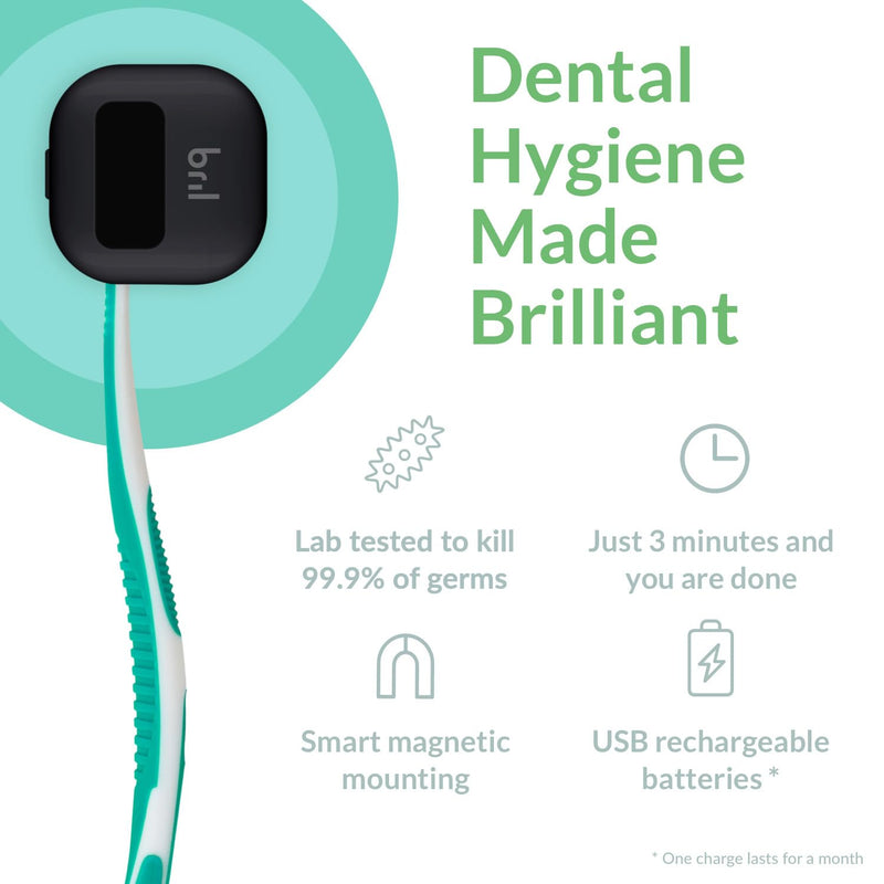 [Australia] - Bril UV-C Toothbrush Cleaner, Portable Brush Cover, Holder, and Travel Case for Any Size Toothbrush, Black 
