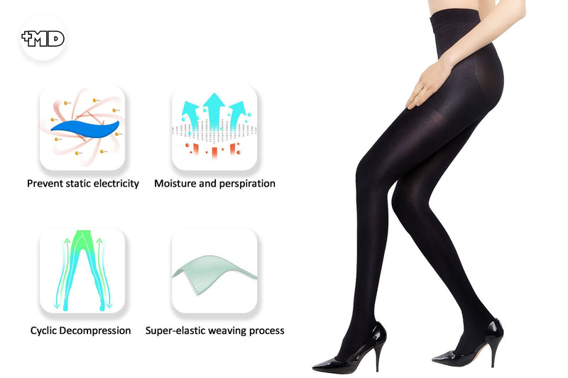[Australia] - +MD 15-20mmHg Women's Graduated Compression Pantyhose Medical Quality Ladies Support Stocking BlackM M/Large (Pack of 1) Black 