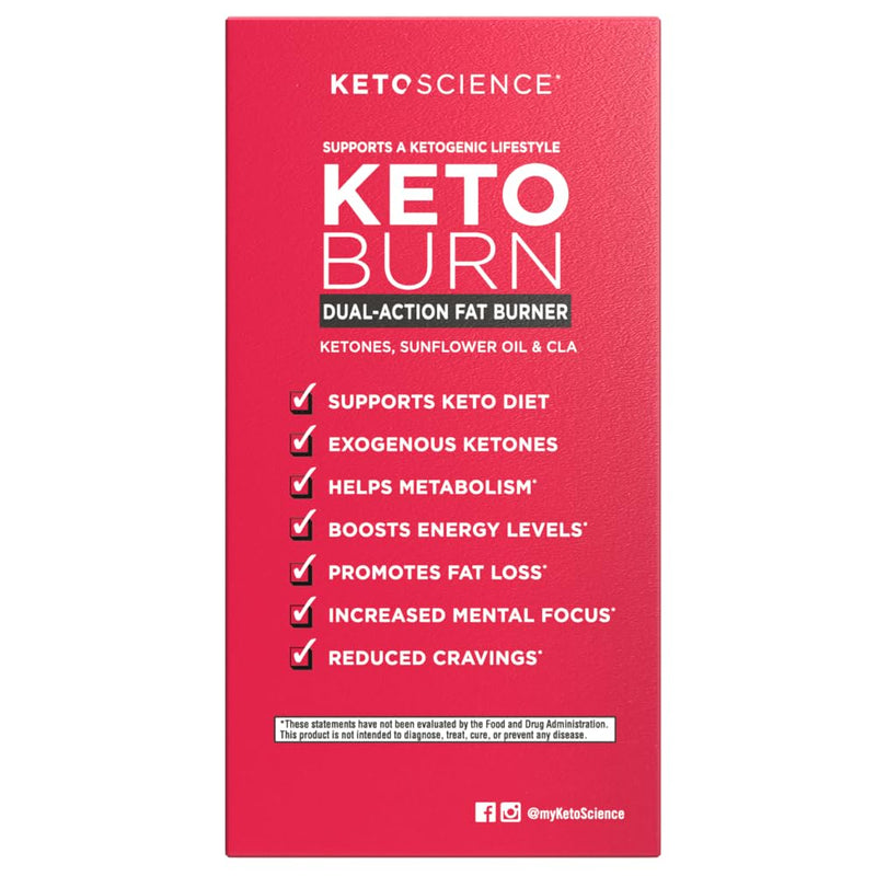 [Australia] - Keto Science Keto Burn Capsules, Exogenous Ketone, Dual-Action with BHB & EGCG, Ketones for Hydration, Keto BHB, Weight Support, Energy, Focus & Ketosis, 60 Capsules, 15 Servings 