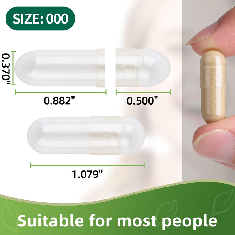 Size 000 Gelatin Empty Capsules - 100 Count Clear Empty Pill Capsules, Fillable Empty Gel Capsule for Homemade Vitamins & Powders, Easy for DIY Supplements