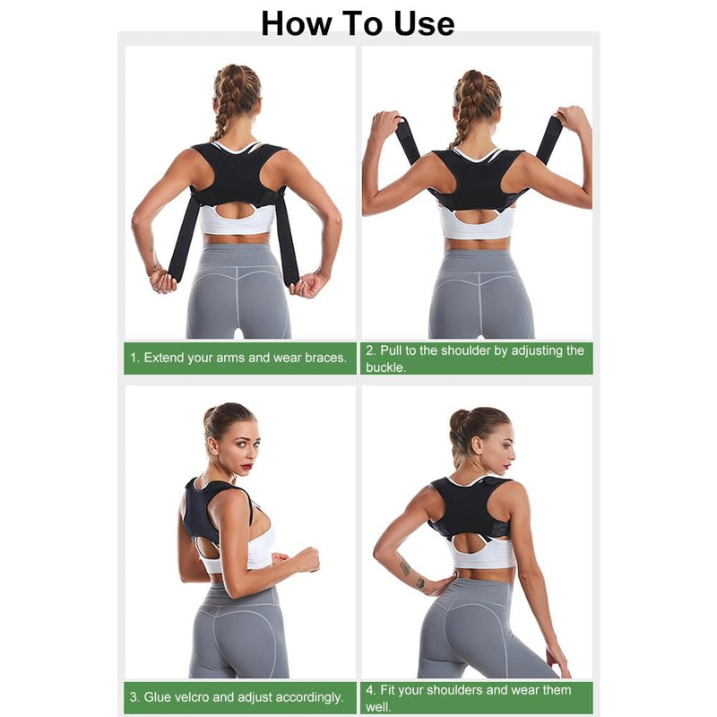 [Australia] - HADSOMUN posture correction for ergonomic and posture - comfortable back strap to prevent pain women and men posture correction back black 