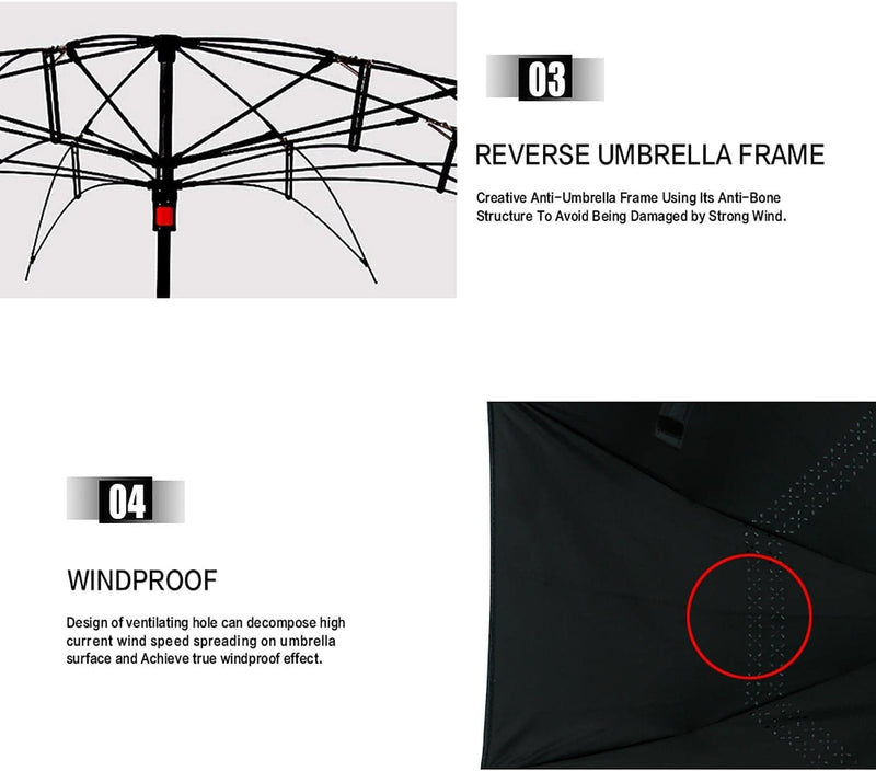 MRTLLOA Inverted Umbrella, 40/49/56 Inch Windproof Double Layer | Oversized, C-shaped Handle, Reverse Upside Down Design, Rainproof, Car Entry and Outdoor Activities, Golf Size N-black 56 Inch