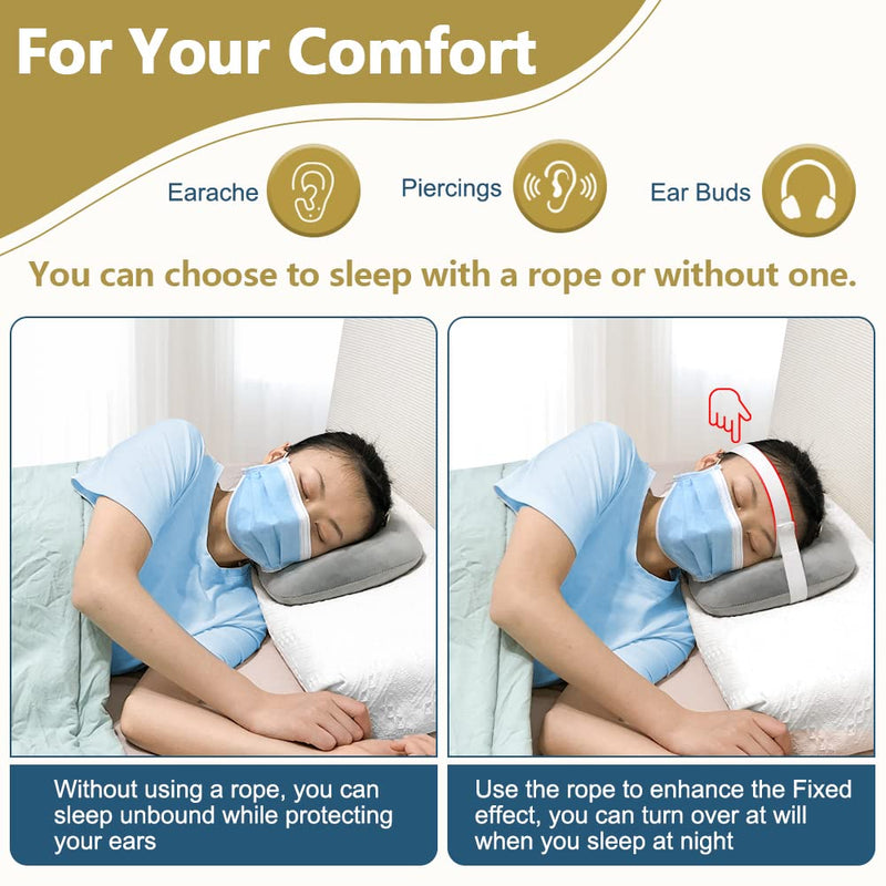[Australia] - Piercing Ear Pillow with Holes for Ear Pain Side Sleeping Donut Pillows Cnh Pressure Sore Relief Inflammation Ache Cushion Ear Guard Pad with a Strap Ultimate Comfort and Protection 