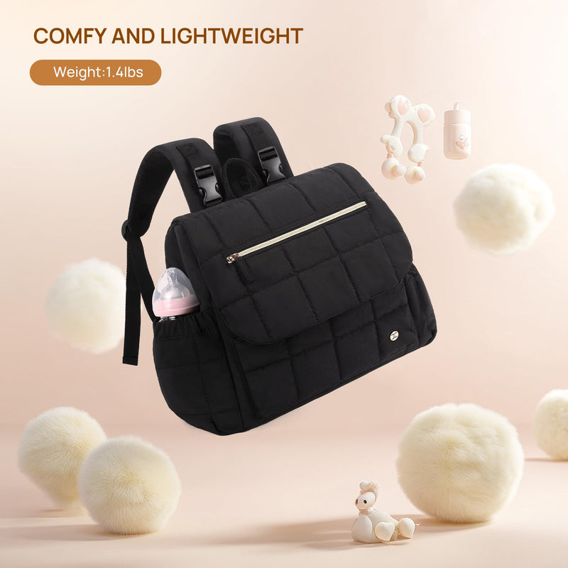 Telena Puffer Makeup Bags for Women with Diaper Bag Backpack Puffer Baby Diaper Bag