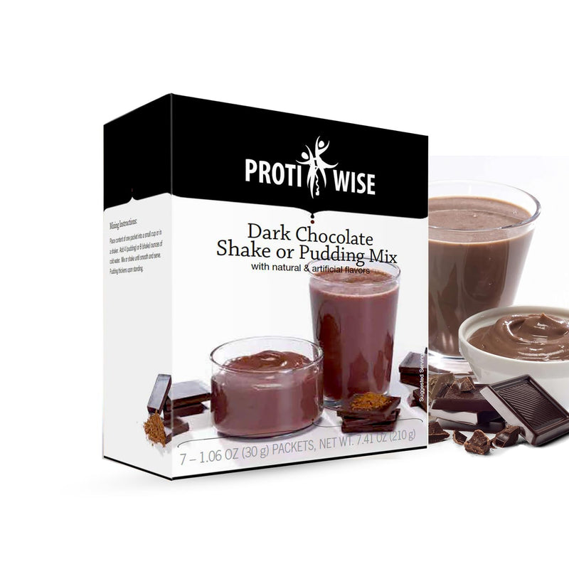 [Australia] - ProtiWise High Protein Shake & Pudding Mix | 15g Protein, Low Fat, Low Calorie, Low Sugar | Gluten Free KETO | Meal Replacement for Hunger Control | Dark Chocolate Flavor | 7/Box 0.53 Ounce (Pack of 7) 