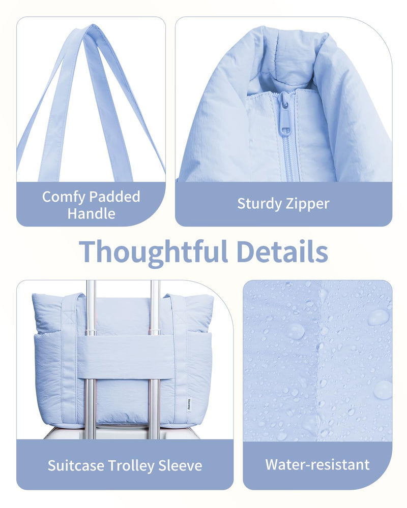 Narwey Puffer Travel Tote Bag with Puffy Makeup Bag
