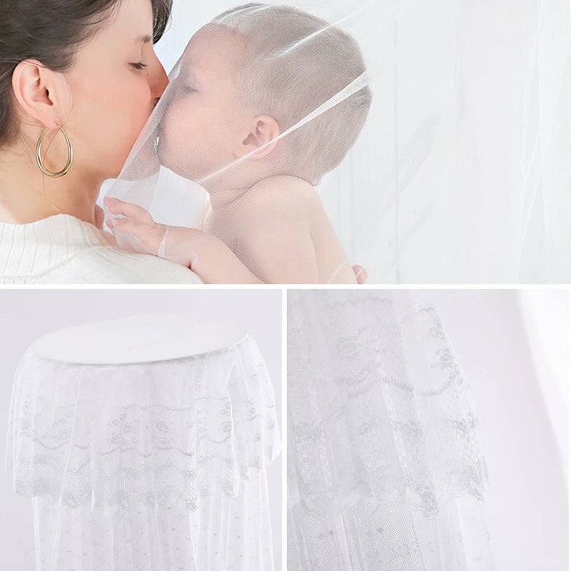 [Australia] - Baby Bed Canopy with Adjustable Clip-on Stand Baby Crib Cot Net Tent Hanging Dome Curtain Netting See Through Mesh Bed Cover Net Stand Rod 2 Piece Set 