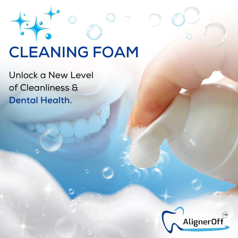 [Australia] - White Foam Retainer Cleaner – New Whitening Formula for Aligners, Retainers, Nightguards, Braces & Dentures – Super Minty for Invisalign, Essix, Hawley Trays – 50ml – Ideal for Gifting 