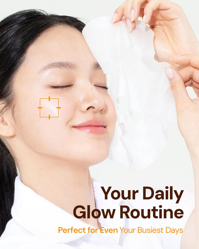Bano Vita Genic Jelly Glowing Sheet Mask | Korean Calming Face Mask | 20EA | Glow Face Mask for Sensitive Skin | Vitamin C | Biotin & Niacinamide | Pore Mask for Sensitive Skin | Skincare for Glass Skin 1 Count (Pack of 20)
