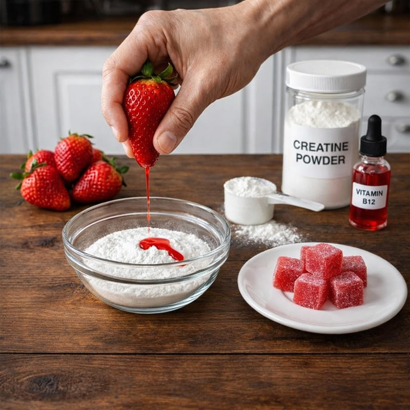Creatine Gummies – 5000mg Creatine Monohydrate per Serving (1000mg per Gummy) – Vegan, Sugar Free – Gym & Training Support – for Men & Women – 60 Count (Strawberry) Strawberry