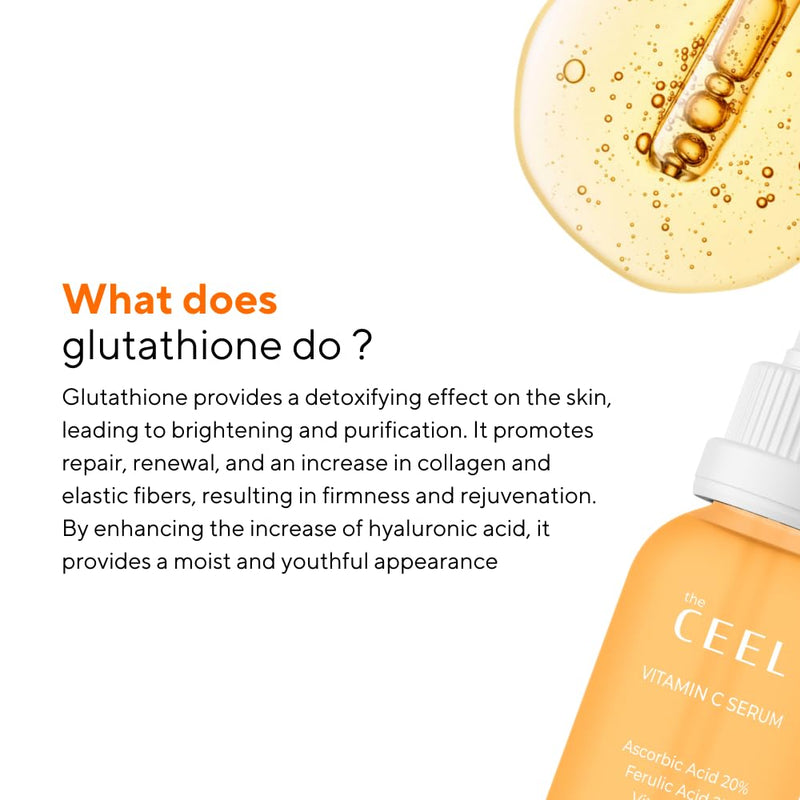 The Ceel 20% Vitamin C Brightening Anti-Aging Serum for Face with Ascorbic, Ferulic Acid & Vitamin B5 - Paraben & Perfume Free Skin Care Formula for Hydration, Wrinkles, Dark Spots, & Radiance - 30ml