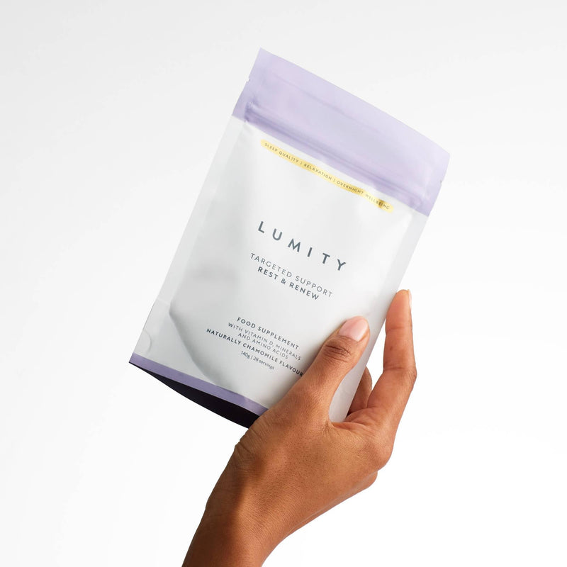 Lumity Rest & Renew Magnesium for Sleep, Magnesium Glycinate, Bisglycinate & Glycine Supplements with L Theanine, Amino Acids & Chamomile for Relaxation & Sleep Quality, Sleep Aid (Pouch 28 Servings)