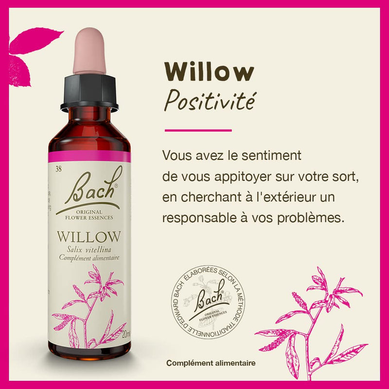 [Australia] - Bach Original Flower Remedies, Willow for Forgiveness, Natural Homeopathic Flower Essence, Holistic Wellness, Vegan, 20mL Dropper 0.68 Fl Oz (Pack of 1) 