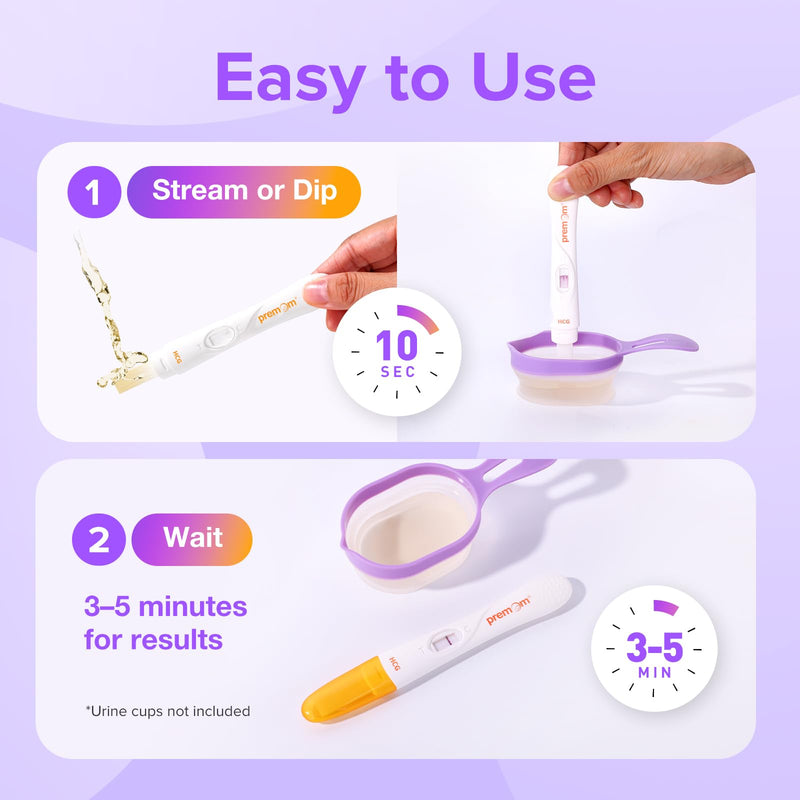 Premom Pregnancy Test Midstream | Early Detection Pregnancy Stick - Fast & Rapid hCG Tests for Home Use - 3 Count 3 Count (Pack of 1)