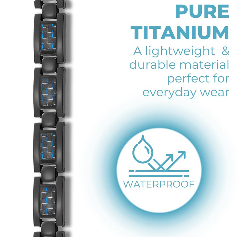 [Australia] - Willis Judd Mens Blue Carbon Fiber Titanium Magnetic Bracelet Adjustable 