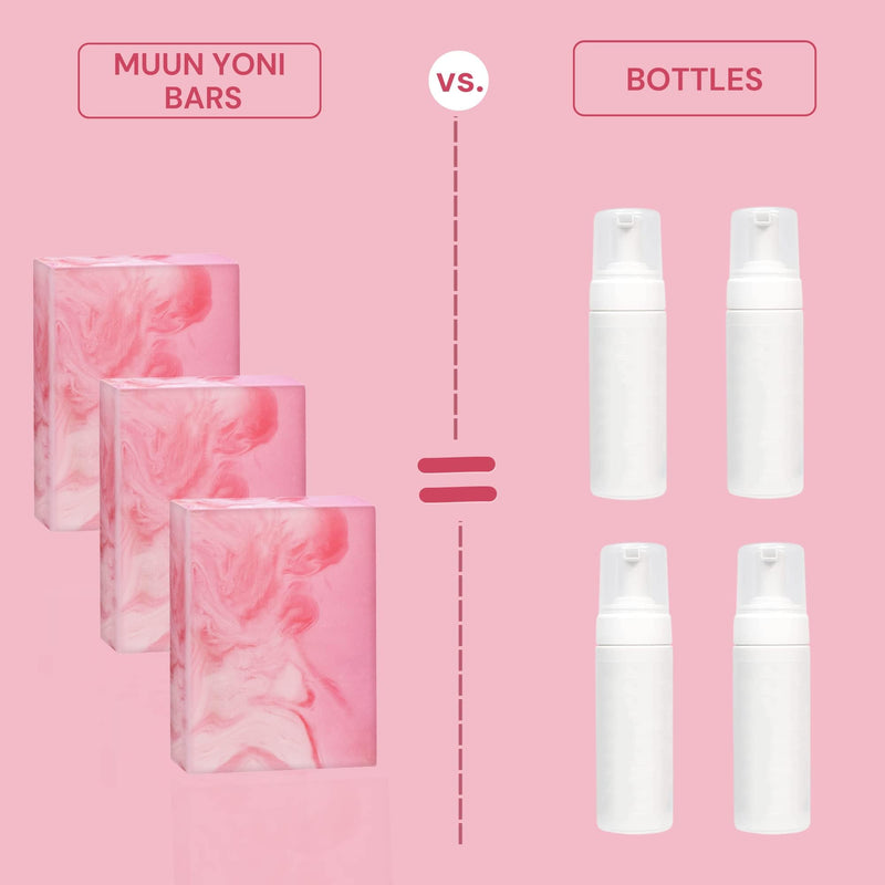 [Australia] - Muun Yoni Soap Bar - Pack 3 Ph Balance Probiotics & Natural Ingredients - Gentle Cleansing Formula Eliminates Odor Vaginal Health - Feminine Wash - Moisturizing Intimate (Rose) Rose 