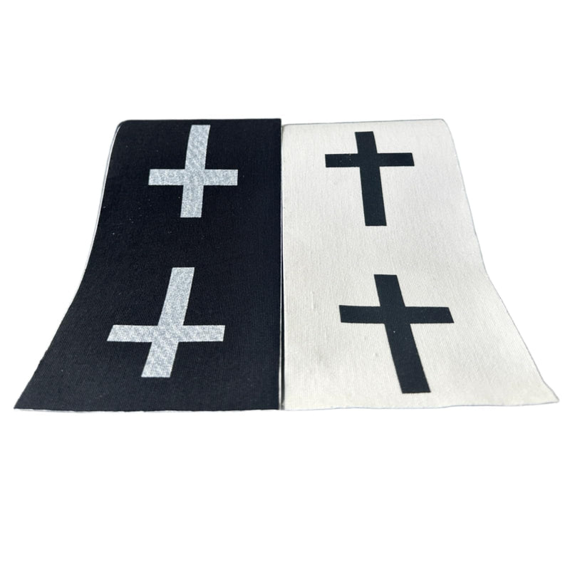 2 Rolls Faith Cross Turf Tape Football - Extra Wide Christian Athletic Turf Tape - Ultra Sticky & Latex Free, Protects from Turf Burn, Waterproof & Flexible (White & Black, 4 inch) White & Black
