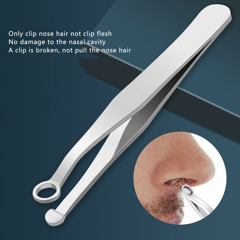 [Australia] - Tweezers for trimming nose hair, stainless steel eyebrow trimmer, universal round head tweezers, eyebrow trimmer, trimmer for men and women, friendly round 