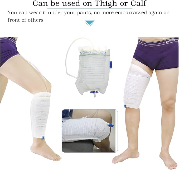 JJ CARE Catheter Bag Holder (Pack of 2), Fabric Nephrostomy Bag Holder, Washable & Reusable Foley Catheter Leg Bag, Urinary Drainage Bag Cover for Men & Women - Medium Size Pack of 2 (Medium)