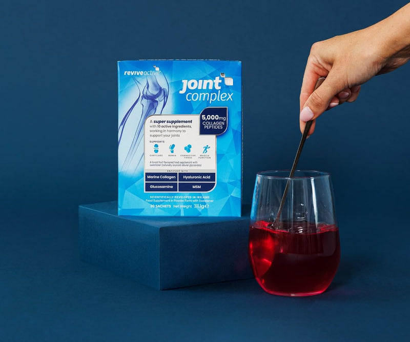 Revive Active Joint Supplement Complex with Marine Collagen, Hyaluronic Acid, Glucosamine - A Daily Sachet - Contributes to The Support of Joints, Cartilage, Bones & Muscle Function - 30 Days Supply