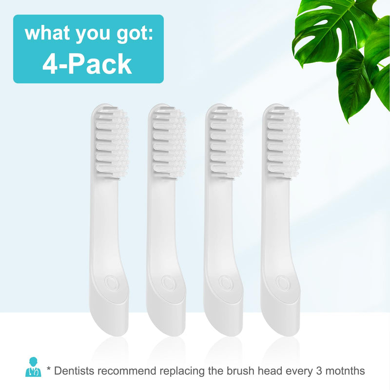 [Australia] - Toothbrush Replacement Heads for Quip - Adult Refill Electric Toothbrush Heads, Light Grey, 4-Pack 