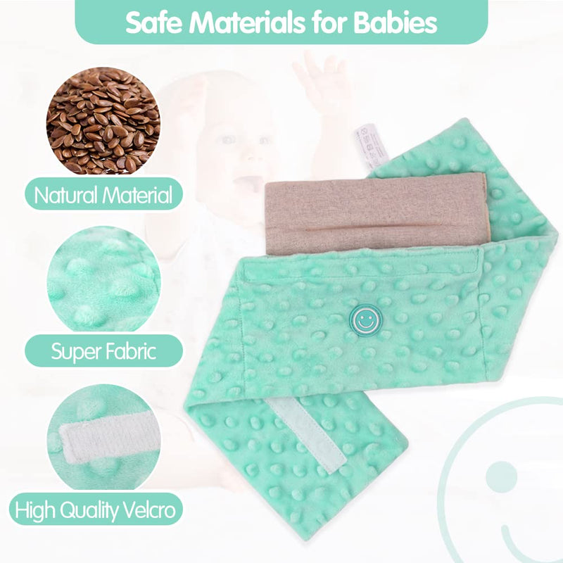 Colic and Gas Relief for Newborns and Infants, Flaxseed Heated Tummy Wrap, Baby Swaddling Belt with Soothing Warmth, Natural Relief for Upset Stomach in Babies and Toddlers, 0-3 Years Green