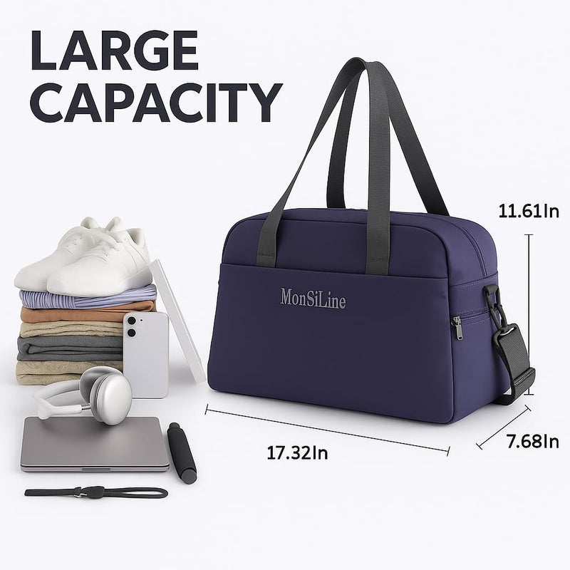 Gym Bag for Women Men with Shoe Compartment, Waterproof Small Duffle Bag for Travel, Sports, Weekend Lightweight Carry On Tote Bag (Blue) Blue