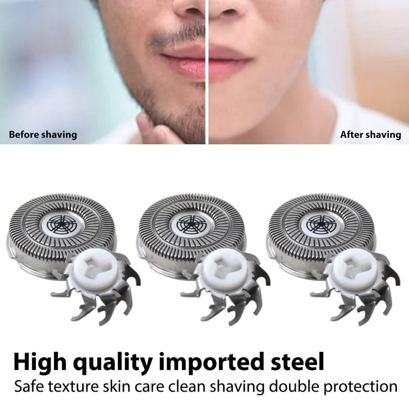3Pcs Replacement Stainless Steel Shaver Shaving Head Blade Cutters with Clean Brush Compatible with SW-S7105 Electric Shaver Men’s Rotary Shaver Shaver Head Blades