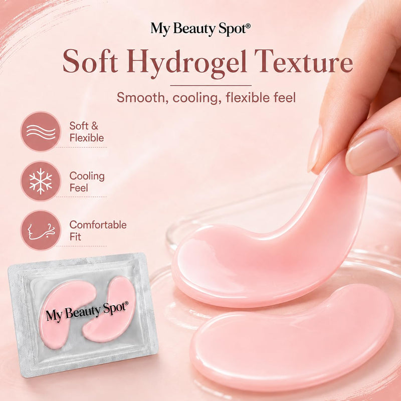 My Beauty Spot Hydrogel Eye Patches, 24 Piece Under Eye Mask Set with Collagen, Vitamin C & Retinol, Cooling Under Eye Patches for Puffy Eyes, Dark Circles, Wrinkles & Self Care Pink