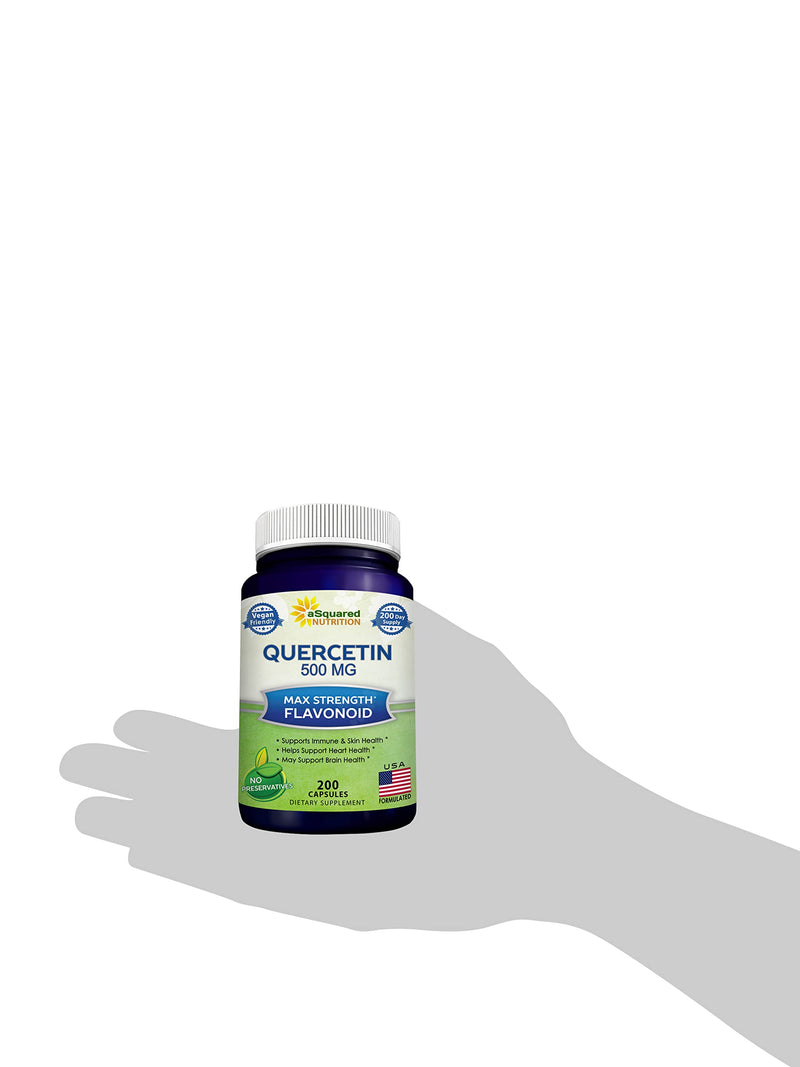 [Australia] - aSquared Nutrition Quercetin 500mg Supplement - 200 Capsules - Quercetin Dihydrate to Support Cardiovascular Health - Max Strength Powder Complex Pills to Help Improve Immune Response 