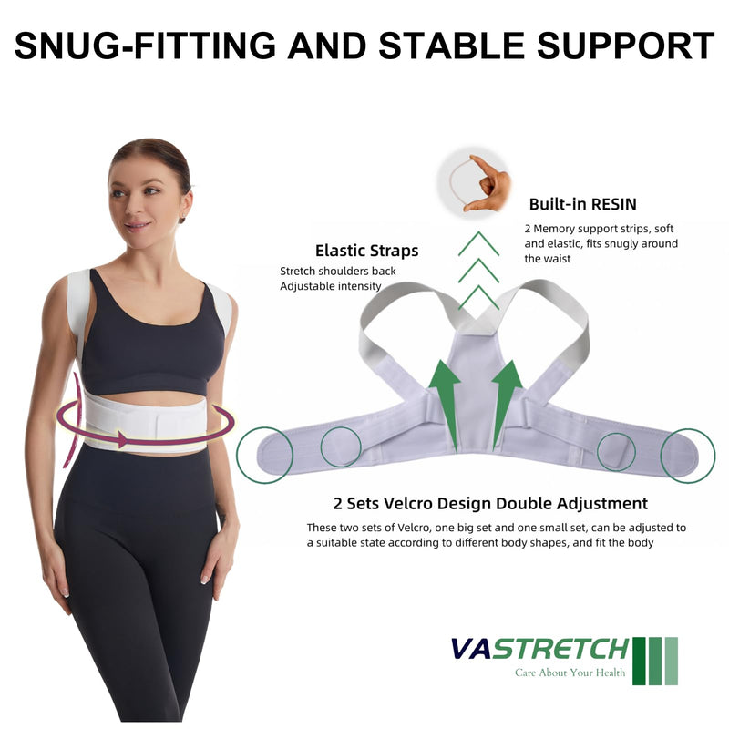 Posture Corrector for Women,Upper Back Pain Support,Slim & Adjustable Shoulder Brace - Back Brace for Back Pain Relief,Chest Pain Relief,White,Small