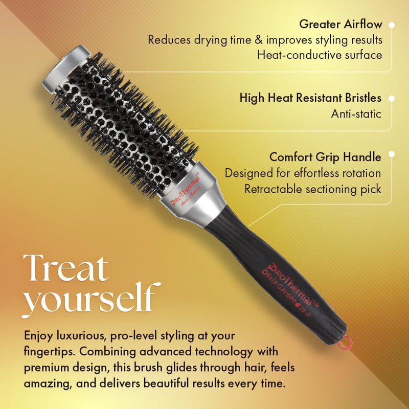 Olivia Garden ProThermal Anti-Static Round Hair Brush (not electrical) 1 1/4"