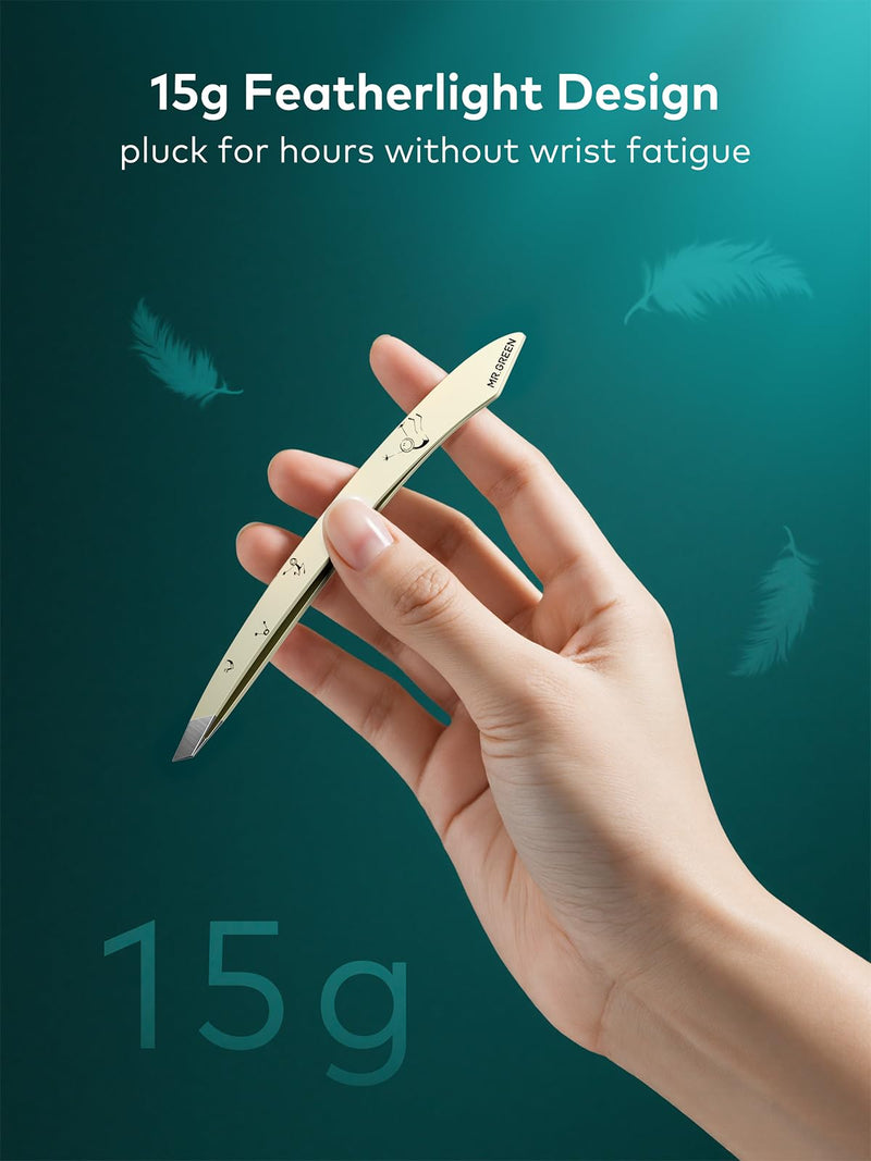 MR.GREEN Tweezers For Women Facial Hair, Professional Precision Eyebrow Tweezers for Women and Men, Stainless Steel Slanted Cute Hair Removal Plucker Mr-2193ow