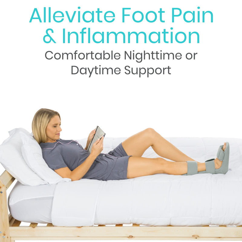 [Australia] - Vive Plantar Fasciitis Night Splint Plus Trigger Point Stretch Wedges - Soft Leg Brace Support, Orthopedic Sleeping Immobilizer Stretch Boot (Large: Men's: 8.5-11, Women's: 10-12) Gray Large 