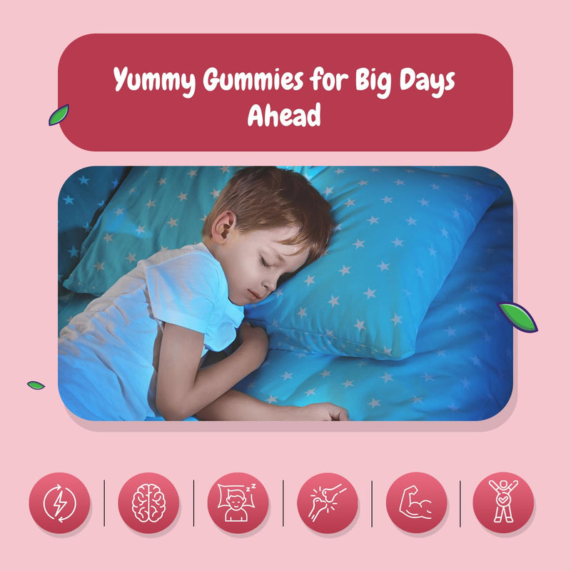 Kids Magnesium Gummies - 90 Gummies - 3 Months Supply - Natural Mixed Berry and Apple Flavours - 727mg of Mg Citrate (80mg Elemental) - 1 per Day - Vegan, Gluten-Free & Lactose-Free Magnesium for Kids