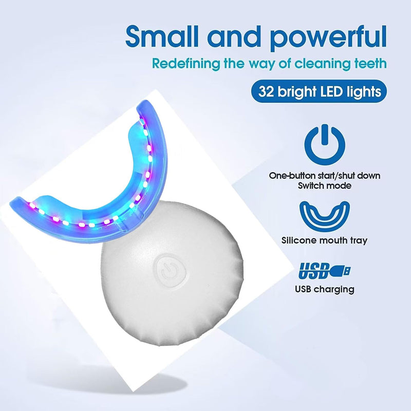 [Australia] - 32 LED Teeth Whitening Accelerator Light with Cold Light &Red Lights Trays Device, Teeth Whitening Enhancer Light Built-in 16 Minute Timer (White) White 