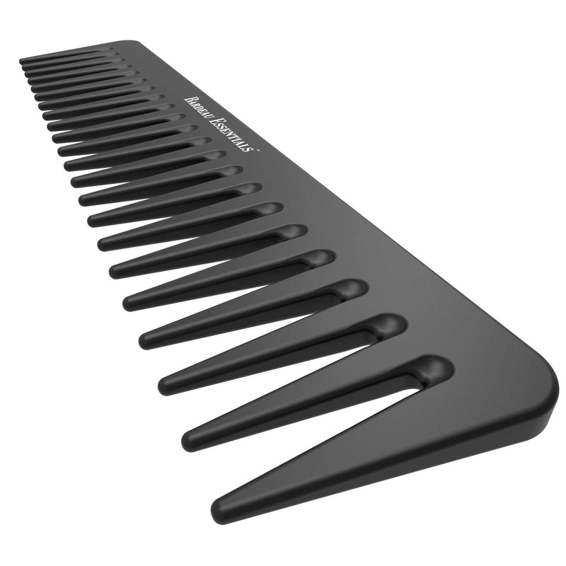 Black Carbon Wide Tooth Comb (7 Inch) - 2 Pack - Professional Detangling & Styling Tool for Men & Women, All Hair Types 2 Pack Black