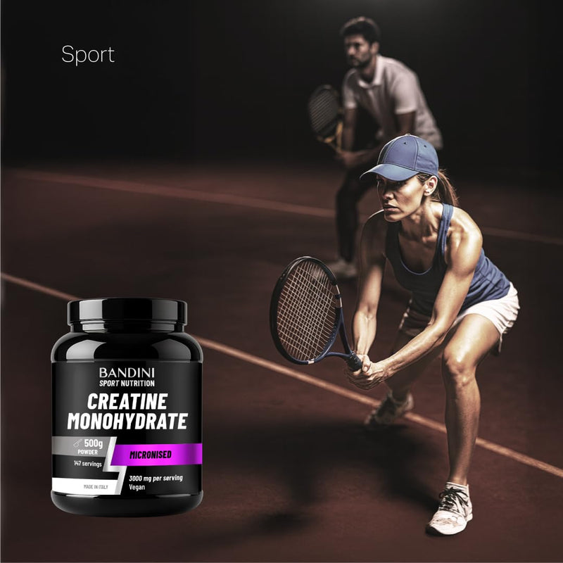 Bandini® Creatine Monohydrate Powder 500g - 100% Micronized Pure Creatine - High Strength Supplement - Supports Training & High-Intensity Performance - Scoop Included - 100% Vegan - 147 Servings