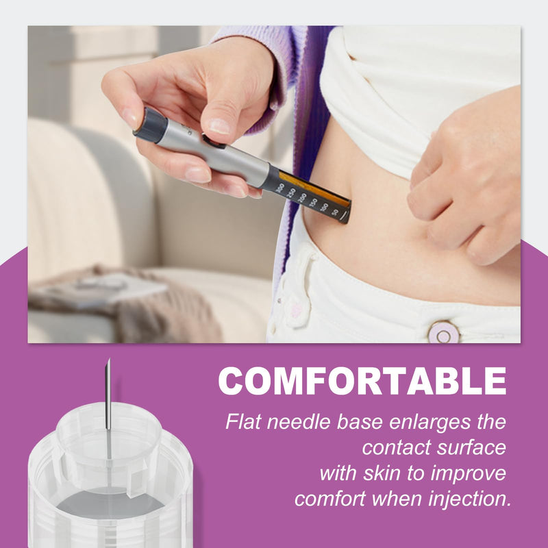 [Australia] - Plus Pen Needles 31g 5mm, Flat Pen Needle Base for Comfortable Insulin Injection, Compatible with Most Diabetes Pens and Injection Devices, 100 pcs/Box (3/16'') 