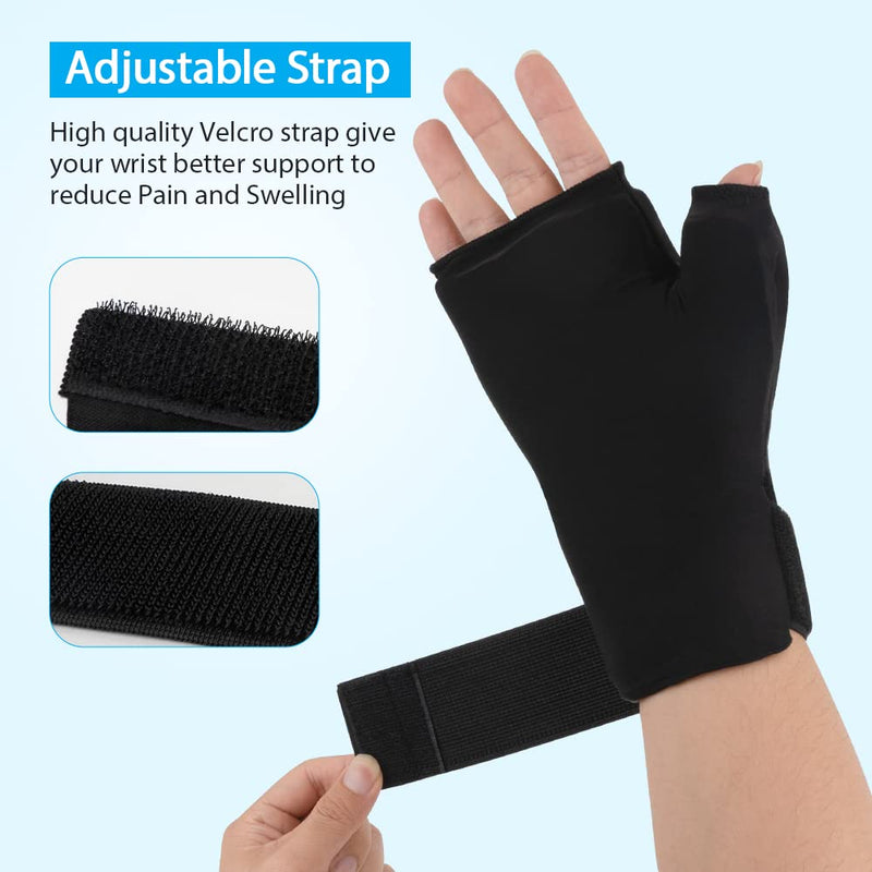 [Australia] - NEWGO Gel Gloves Cooling Gloves Cold & Heat Therapy for Hands, Fingers during Chemotherapy, Rheumatism (Black) Black001 