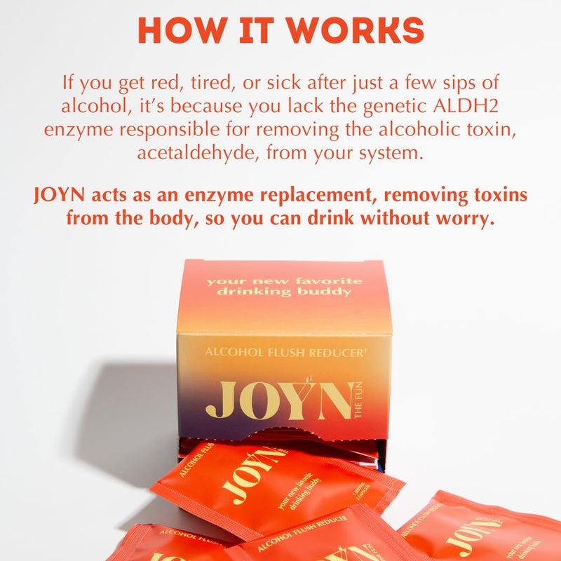 JOYN Supplement for Alcohol Flush Prevention, Detox, Liver Support, Asian Glow Relief | Feel Better Before & After Drinking | Vitamin with DHM, Milk Thistle, Glutathione, Vitamin B12 | 10 Servings 1