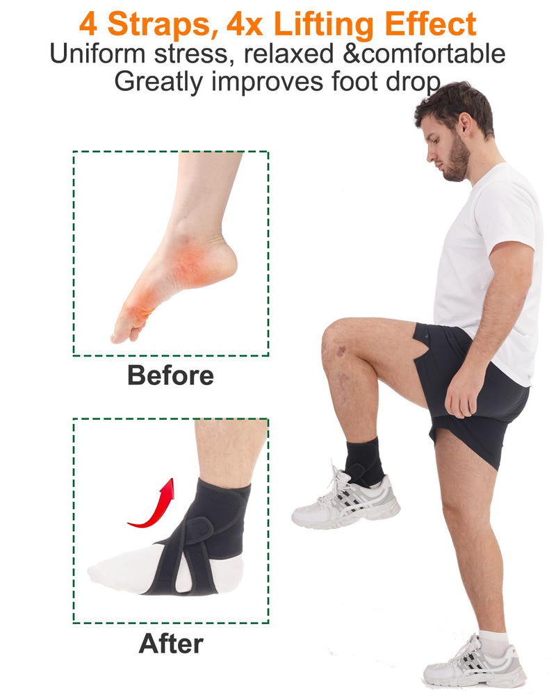 AFO Foot Drop Brace, Improve Walking Gait, Effective Relieve Pain, Adjustable Foot Orthosis Brace Support for Sleep, Plantar Fasciitis, Drop Foot Braces For Walking with Shoes (Right) Right