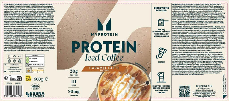 Myprotein Protein Iced Coffee | High-Protein & Real Coffee Drink Mix | 20g Protein | Low Sugar | Supports Muscle Growth & Recovery | Café-Inspired Taste (20 Servings (Pack of 1), Caramel Latte) 20 Servings (Pack of 1)