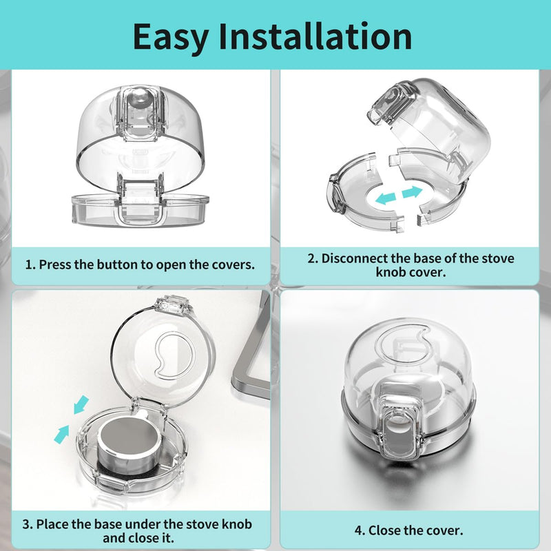 [Australia] - Stove knob Safety Covers (5-Pack) - Child Proof Gas Stove Knob Locks, Baby Proofing Safety Covers for Gas Stoves & Ovens, Heat Resistant & Durable, Easy to Install, Transparent 