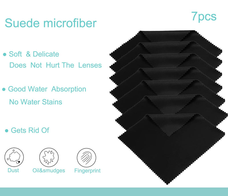 [Australia] - Yoezuo Pack of 7 glasses cleaning cloths, 18 x 15 cm microfiber cloth glasses cleaning cloths microfiber cleaning cloths for glasses, screens, tablets, cell phones, cameras (black) black 