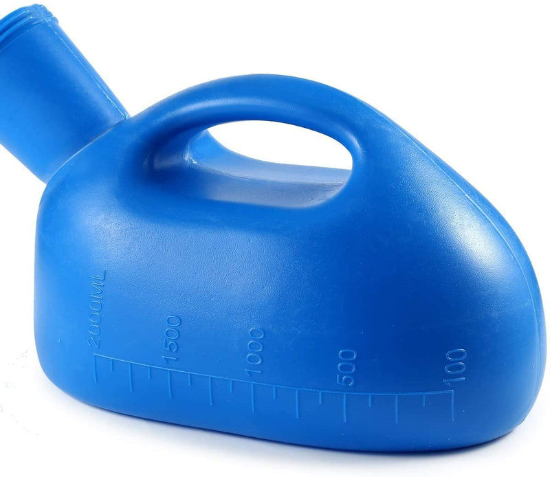 ONEDONE Urinals for Men - Portable Urinal for Men Spill Proof Nighttime Men's Urinal Bottle Male Pee Bottle Urine Bottle 68 OZ for Hospital Home Camping Car Travel 45" Long Hose with Lid (Blue) Blue